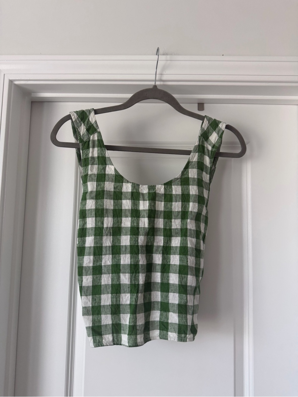 Amour Linen Green Gingham Pinafore Ella Top